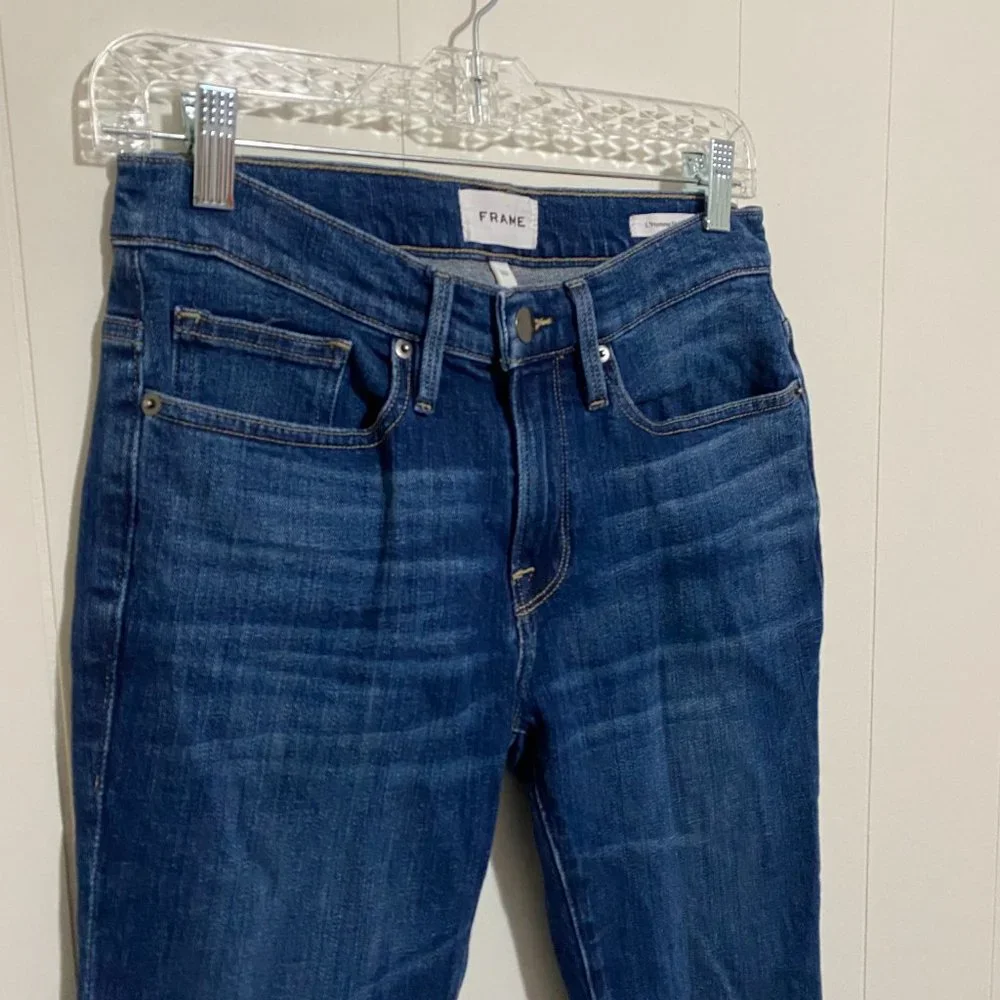 Frame Denim Mens L'Homme Skinny Jeans Mid-Rise, Semi-Dark Jenson Wash Sz 29